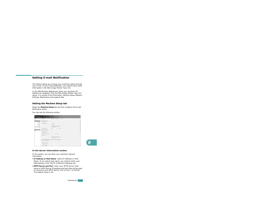 Setting e-mail notification, Setting the machine setup tab | Ricoh AC122 User Manual | Page 200 / 278