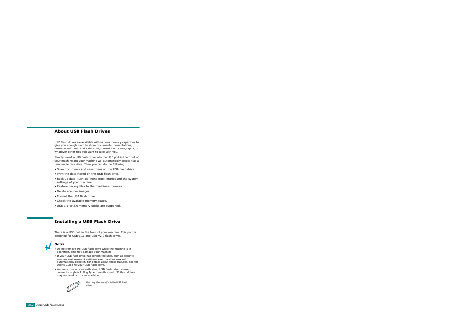 About usb flash drives, Installing a usb flash drive | Ricoh AC122 User Manual | Page 235 / 278