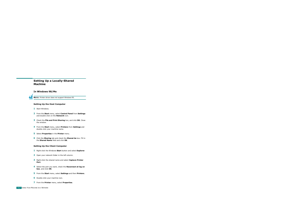 Setting up a locally-shared machine, In windows 98/me | Ricoh AC122 User Manual | Page 247 / 278