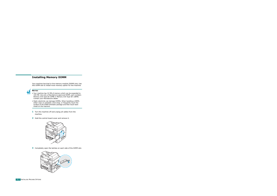 Installing memory dimm | Ricoh AC122 User Manual | Page 255 / 278