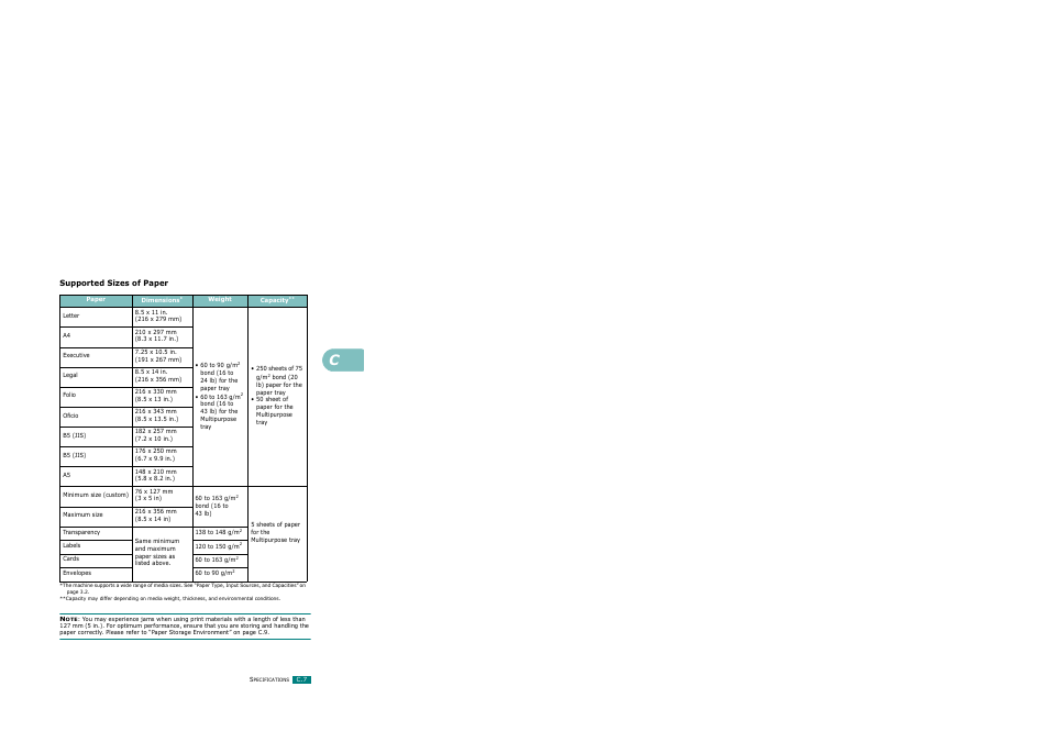 Supported sizes of paper | Ricoh AC122 User Manual | Page 268 / 278
