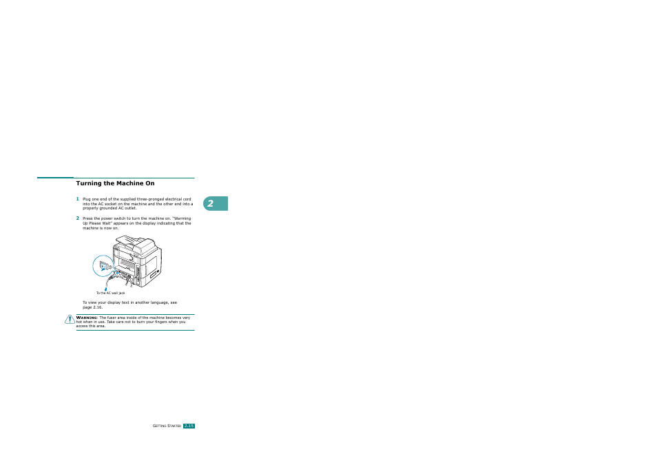 Turning the machine on | Ricoh AC122 User Manual | Page 40 / 278