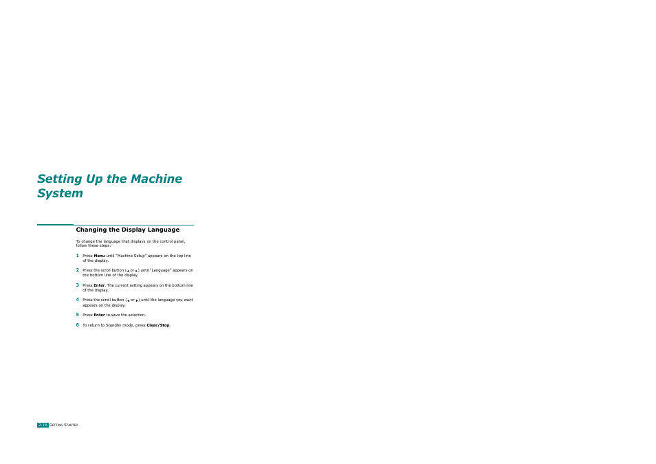 Changing the display language, Setting up the machine system | Ricoh AC122 User Manual | Page 41 / 278