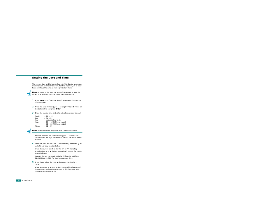 Setting the date and time | Ricoh AC122 User Manual | Page 45 / 278