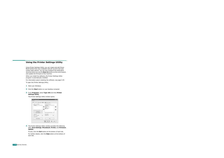 Using the printer settings utility | Ricoh AC122 User Manual | Page 73 / 278