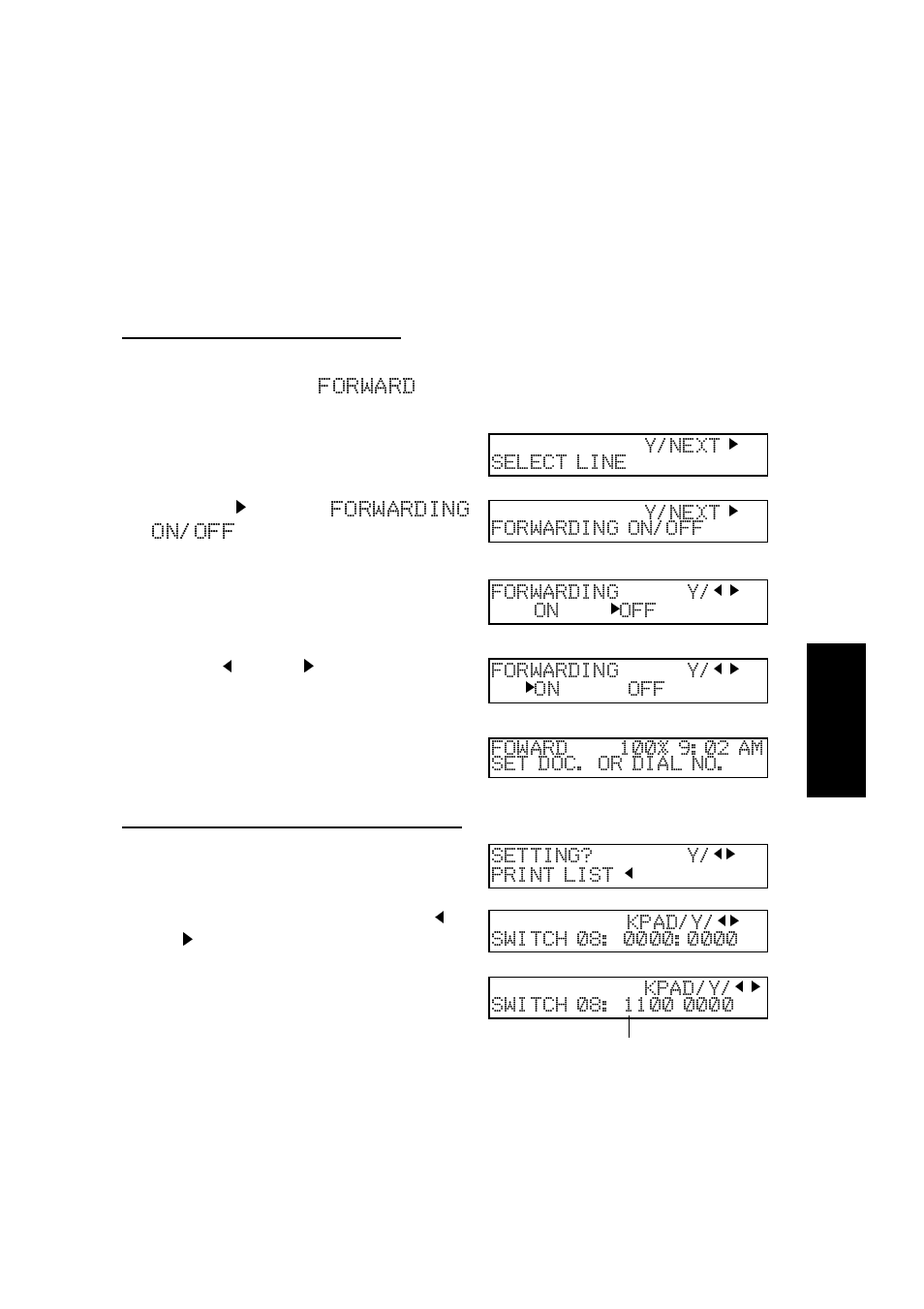 Switching forwarding on/off, Selecting which message to forward | Ricoh 170 / 180 User Manual | Page 84 / 147
