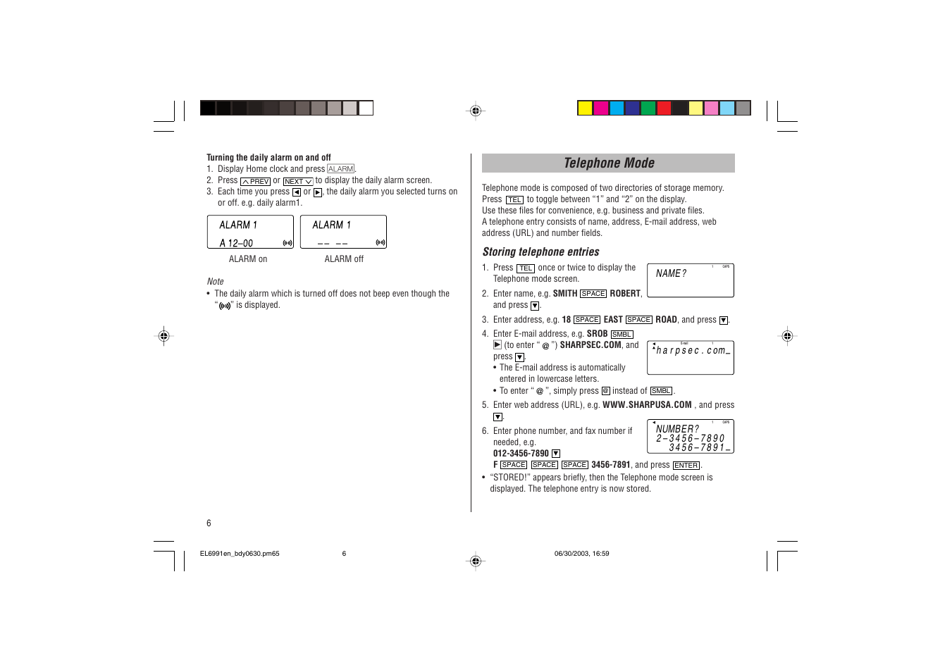 Telephone mode | Ricoh EL-6991 User Manual | Page 8 / 24