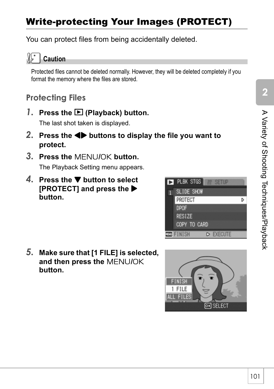 Write-protecting your images (protect) | Ricoh Caplio R 3 User Manual | Page 103 / 184