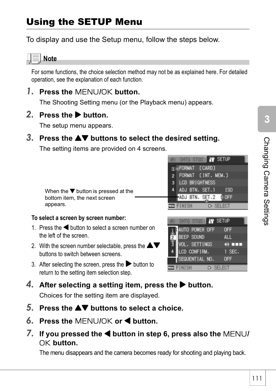 Using the setup menu | Ricoh Caplio R 3 User Manual | Page 113 / 184