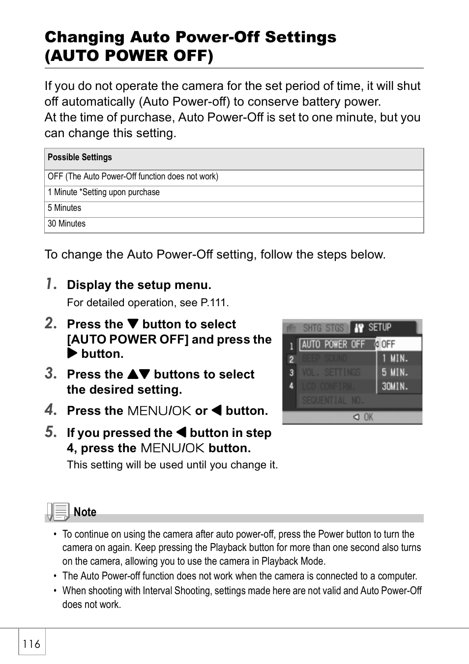 Changing auto power-off settings (auto power off) | Ricoh Caplio R 3 User Manual | Page 118 / 184