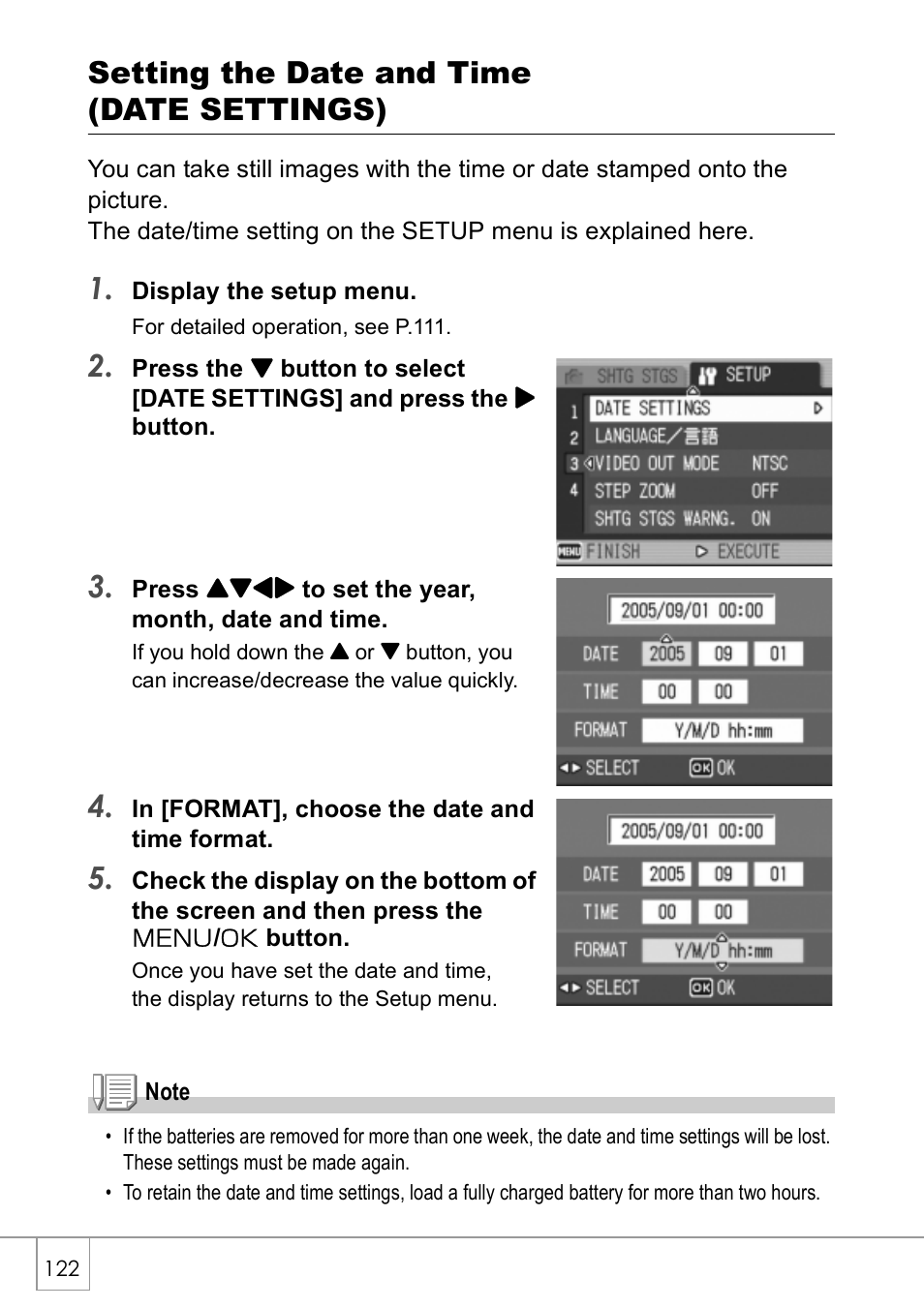 Setting the date and time (date settings) | Ricoh Caplio R 3 User Manual | Page 124 / 184