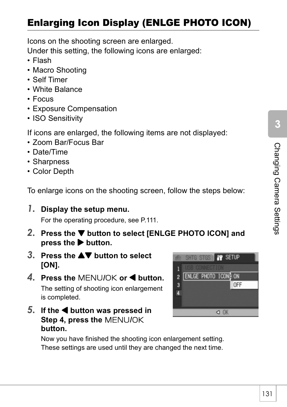 Enlarging icon display (enlge photo icon) | Ricoh Caplio R 3 User Manual | Page 133 / 184