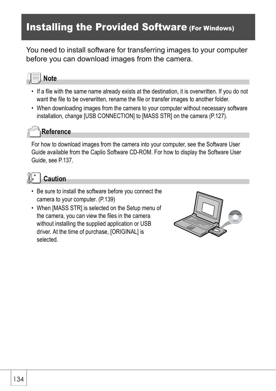 Installing the provided software | Ricoh Caplio R 3 User Manual | Page 136 / 184