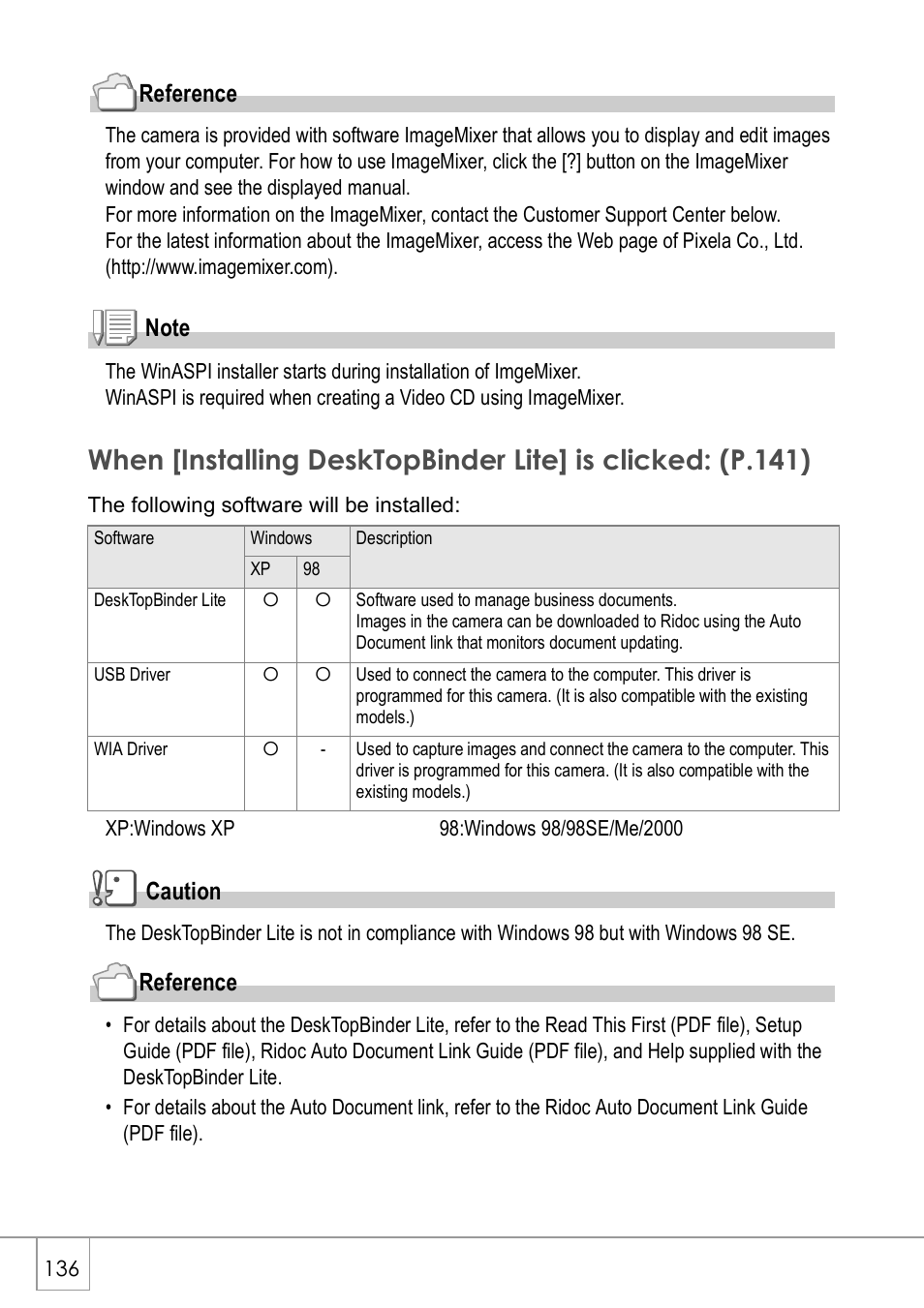 Reference, Caution | Ricoh Caplio R 3 User Manual | Page 138 / 184