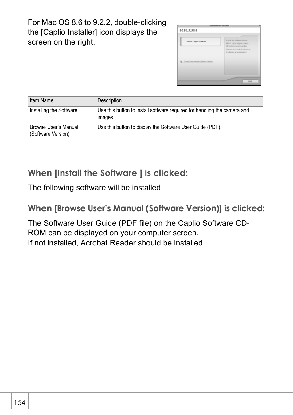 When [install the software ] is clicked | Ricoh Caplio R 3 User Manual | Page 156 / 184