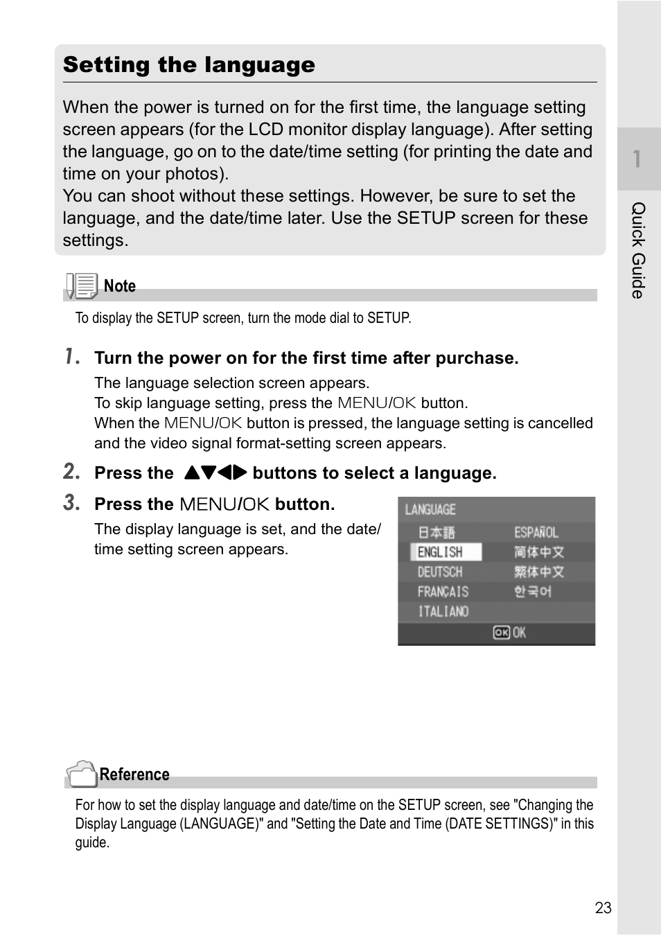 Setting the language | Ricoh Caplio R 3 User Manual | Page 25 / 184