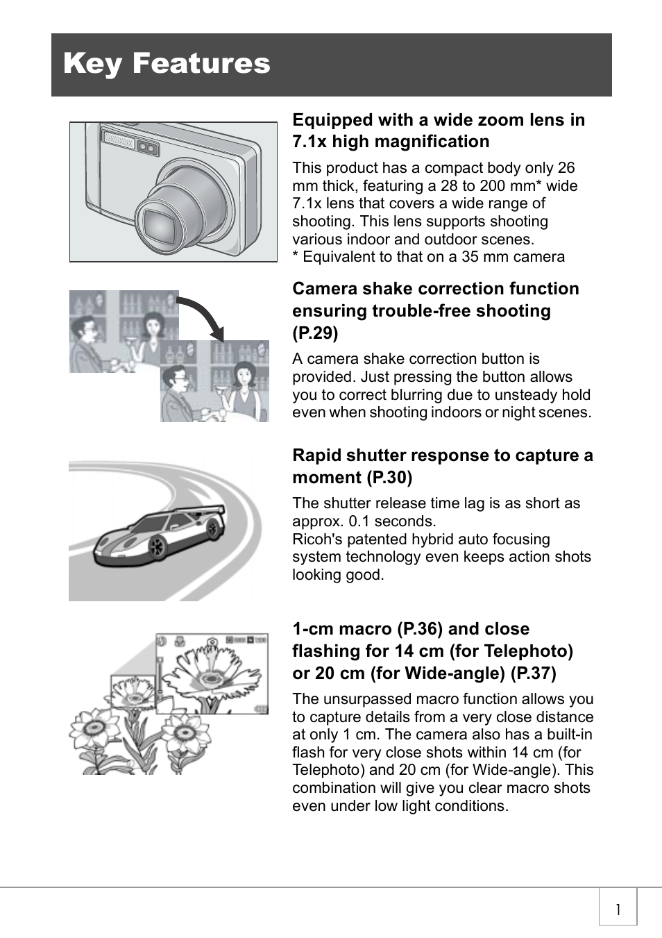 Key features | Ricoh Caplio R 3 User Manual | Page 3 / 184
