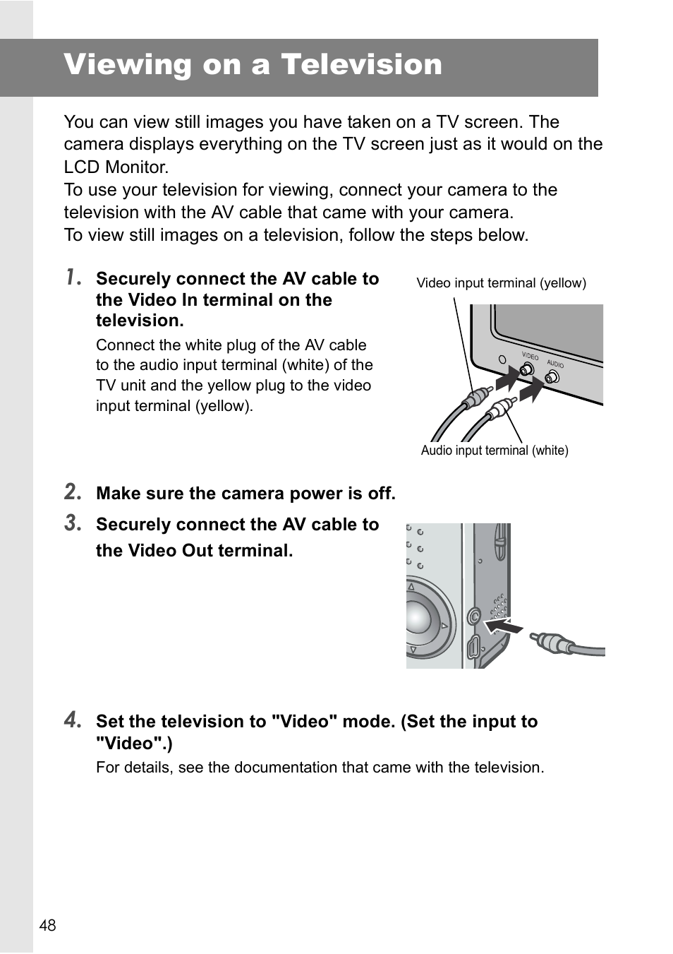 Viewing on a television | Ricoh Caplio R 3 User Manual | Page 50 / 184