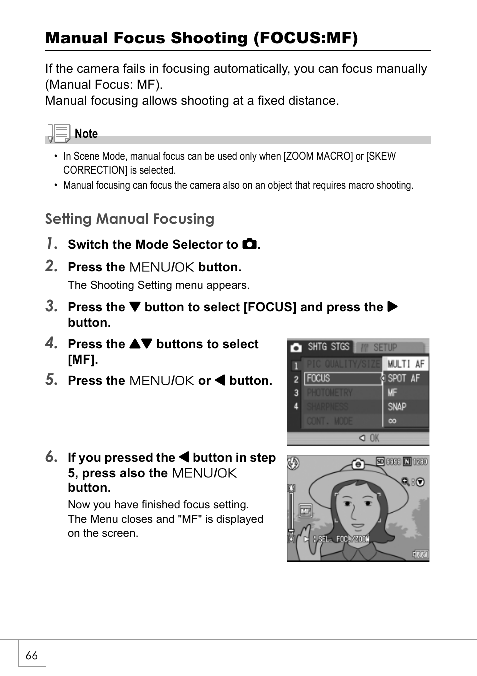 Manual focus shooting (focus:mf) | Ricoh Caplio R 3 User Manual | Page 68 / 184