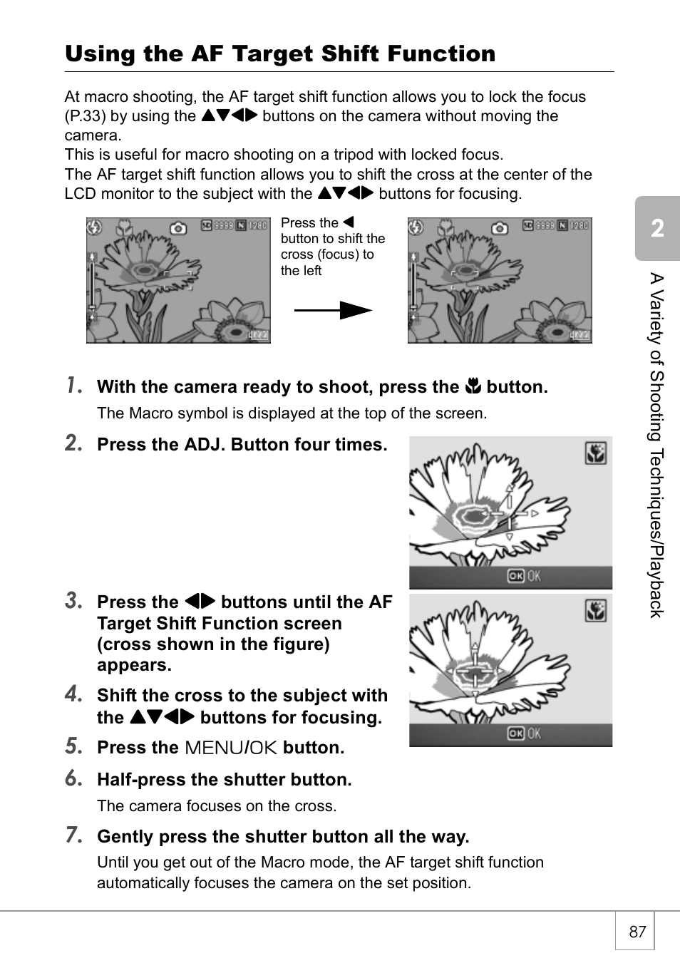 Using the af target shift function | Ricoh Caplio R 3 User Manual | Page 89 / 184