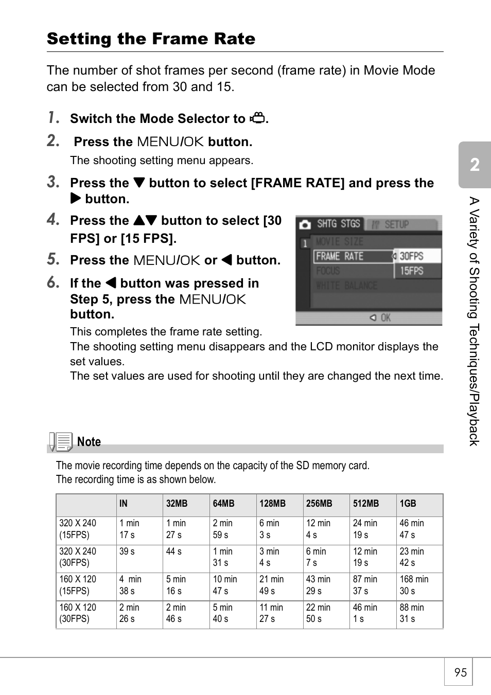 Setting the frame rate | Ricoh Caplio R 3 User Manual | Page 97 / 184