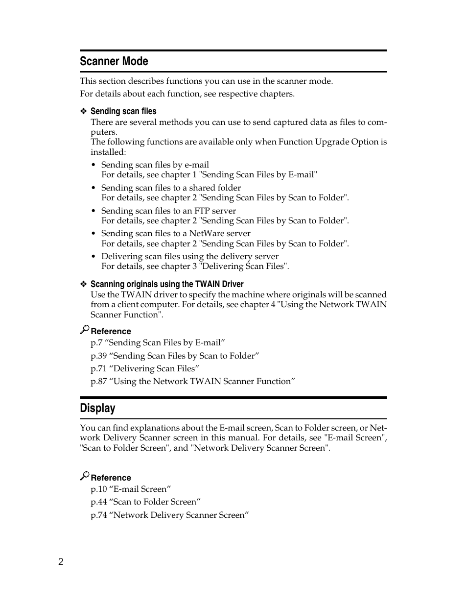 Scanner mode, Display, Scanner mode display | Ricoh H5676 User Manual | Page 10 / 144