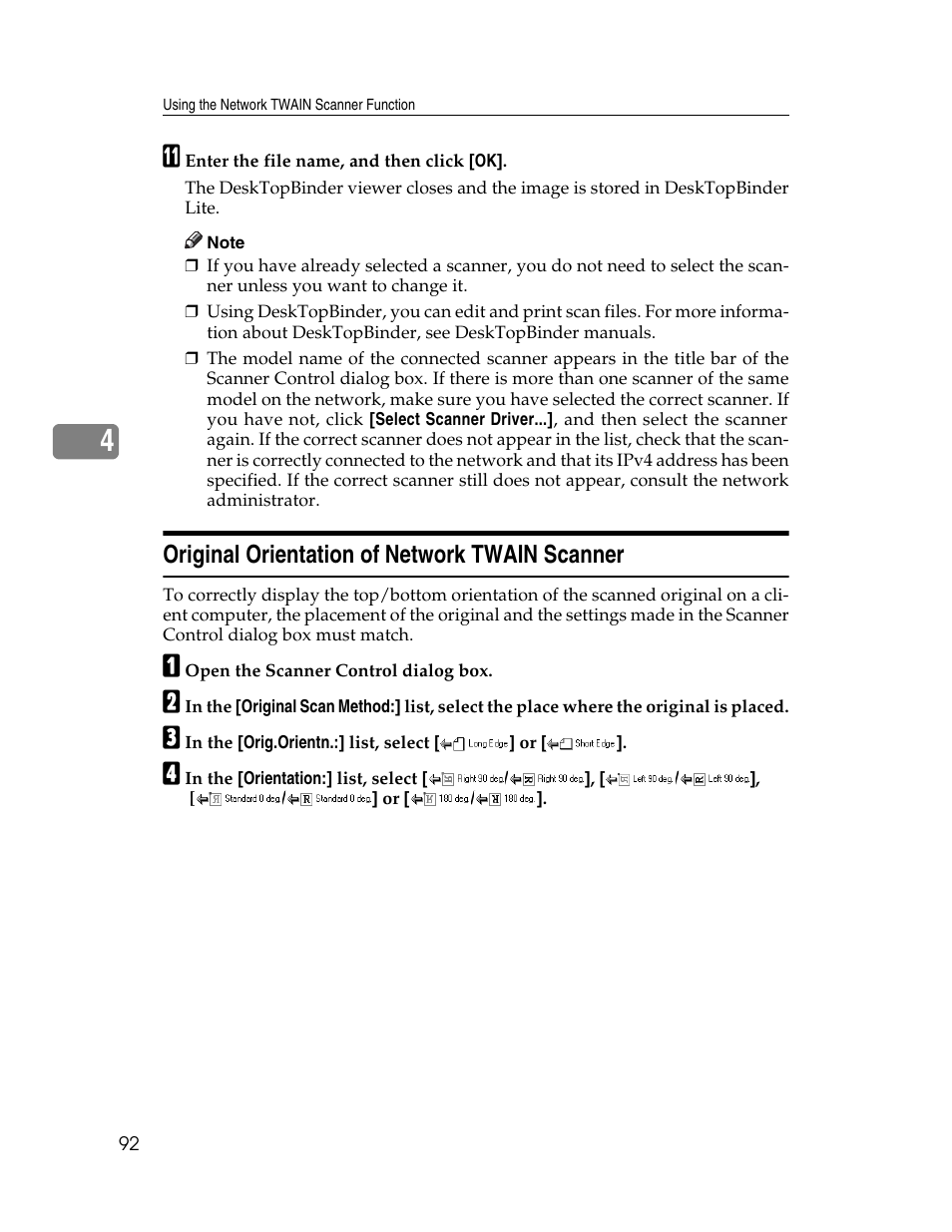 Original orientation of network twain scanner | Ricoh H5676 User Manual | Page 100 / 144