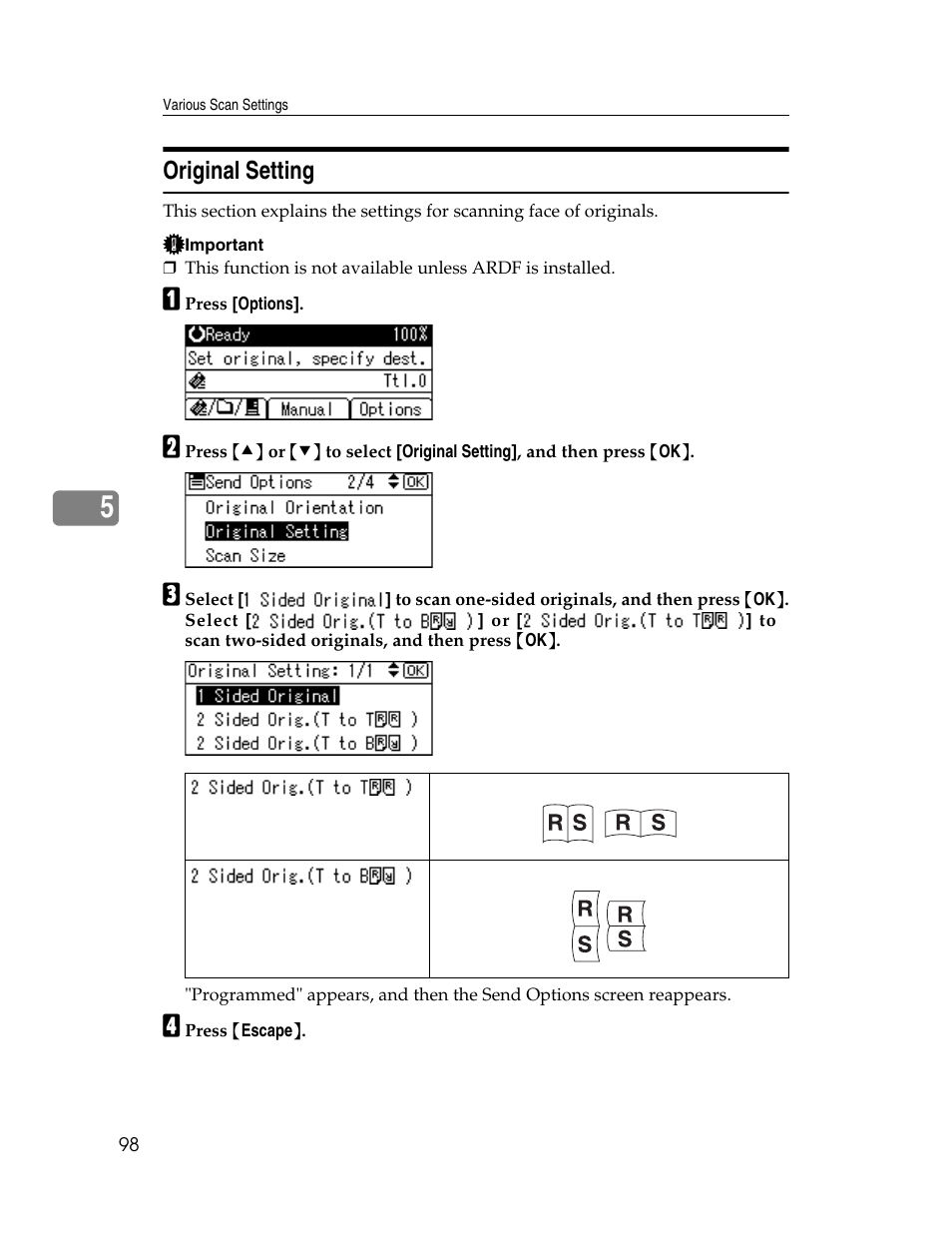 Original setting | Ricoh H5676 User Manual | Page 106 / 144