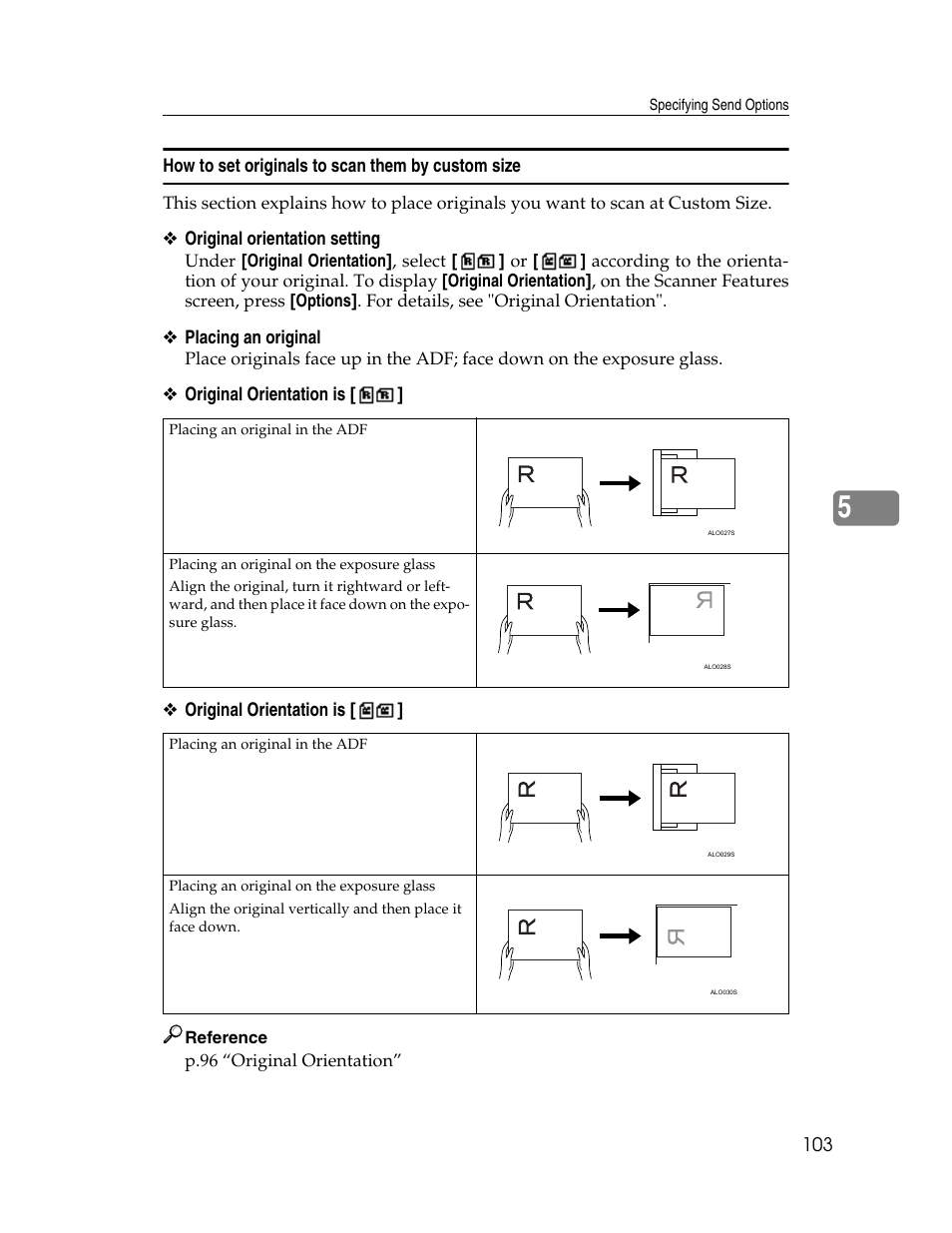 How to set originals to scan them by custom size | Ricoh H5676 User Manual | Page 111 / 144