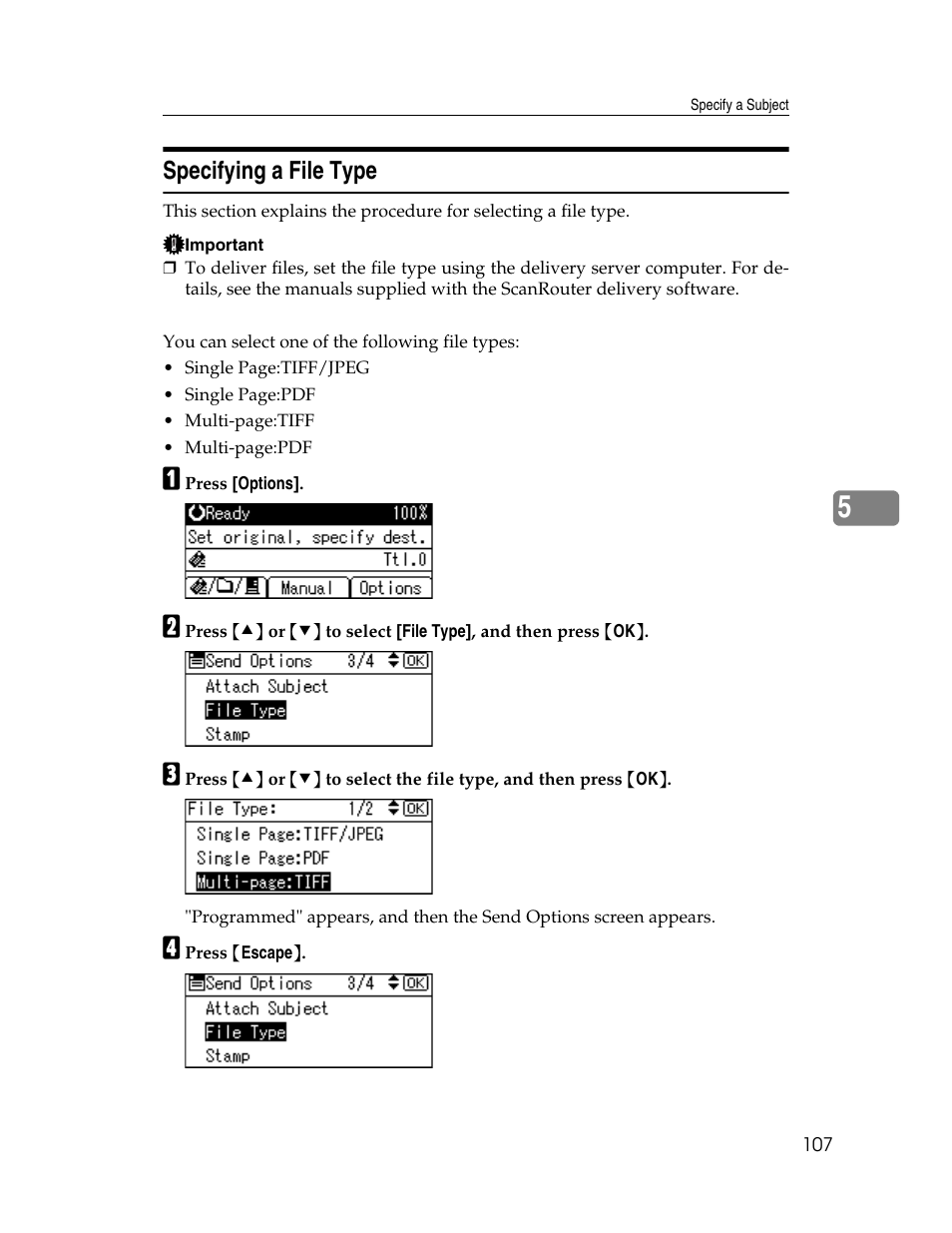 Specifying a file type | Ricoh H5676 User Manual | Page 115 / 144