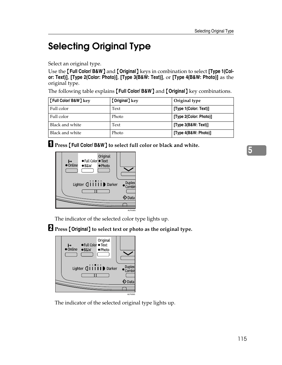 Selecting original type, 5selecting original type | Ricoh H5676 User Manual | Page 123 / 144