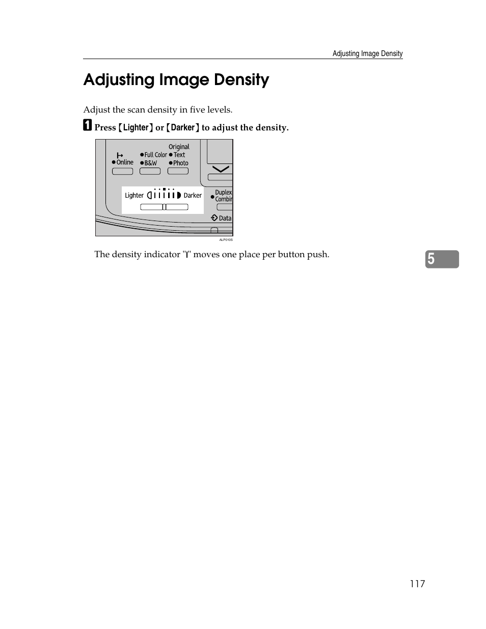 Adjusting image density, 5adjusting image density | Ricoh H5676 User Manual | Page 125 / 144