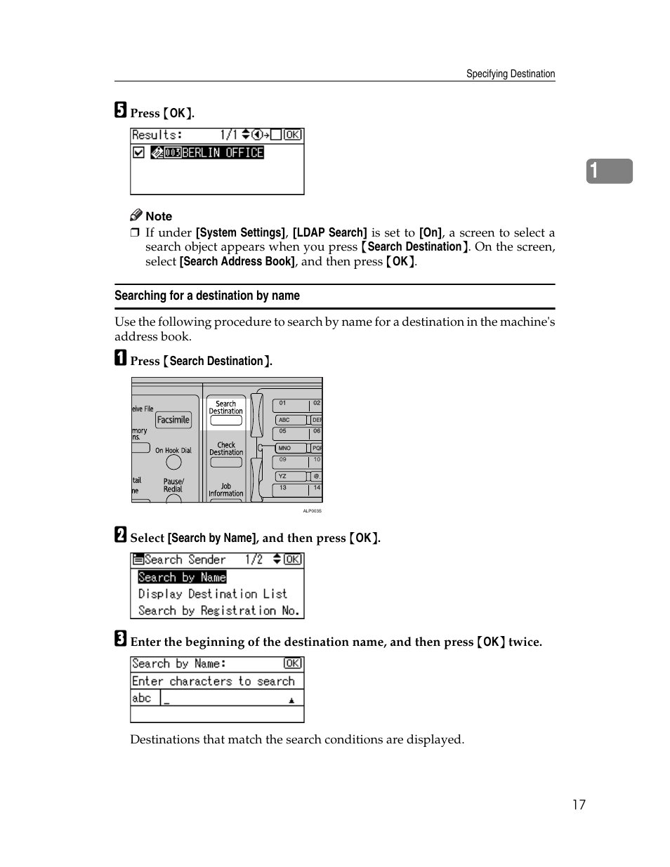 Searching for a destination by name | Ricoh H5676 User Manual | Page 25 / 144