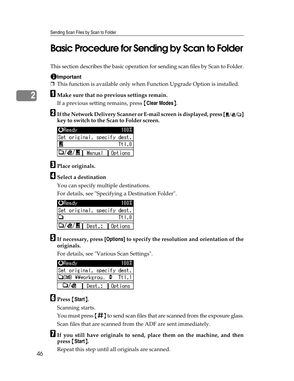 Basic procedure for sending by scan to folder, 2basic procedure for sending by scan to folder | Ricoh H5676 User Manual | Page 54 / 144