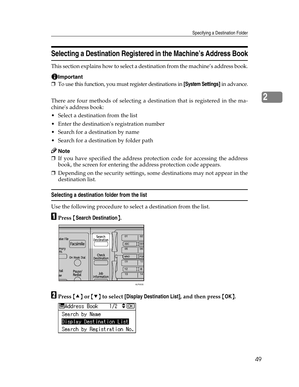 Selecting a destination folder from the list | Ricoh H5676 User Manual | Page 57 / 144