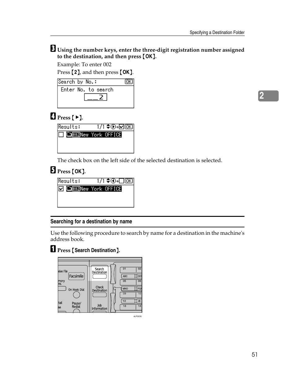 Searching for a destination by name | Ricoh H5676 User Manual | Page 59 / 144