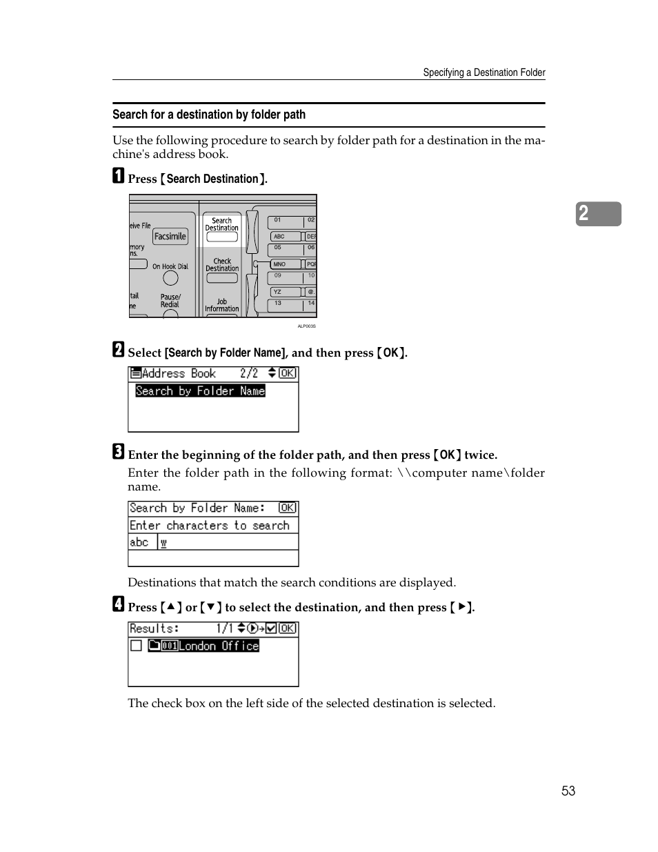 Search for a destination by folder path | Ricoh H5676 User Manual | Page 61 / 144