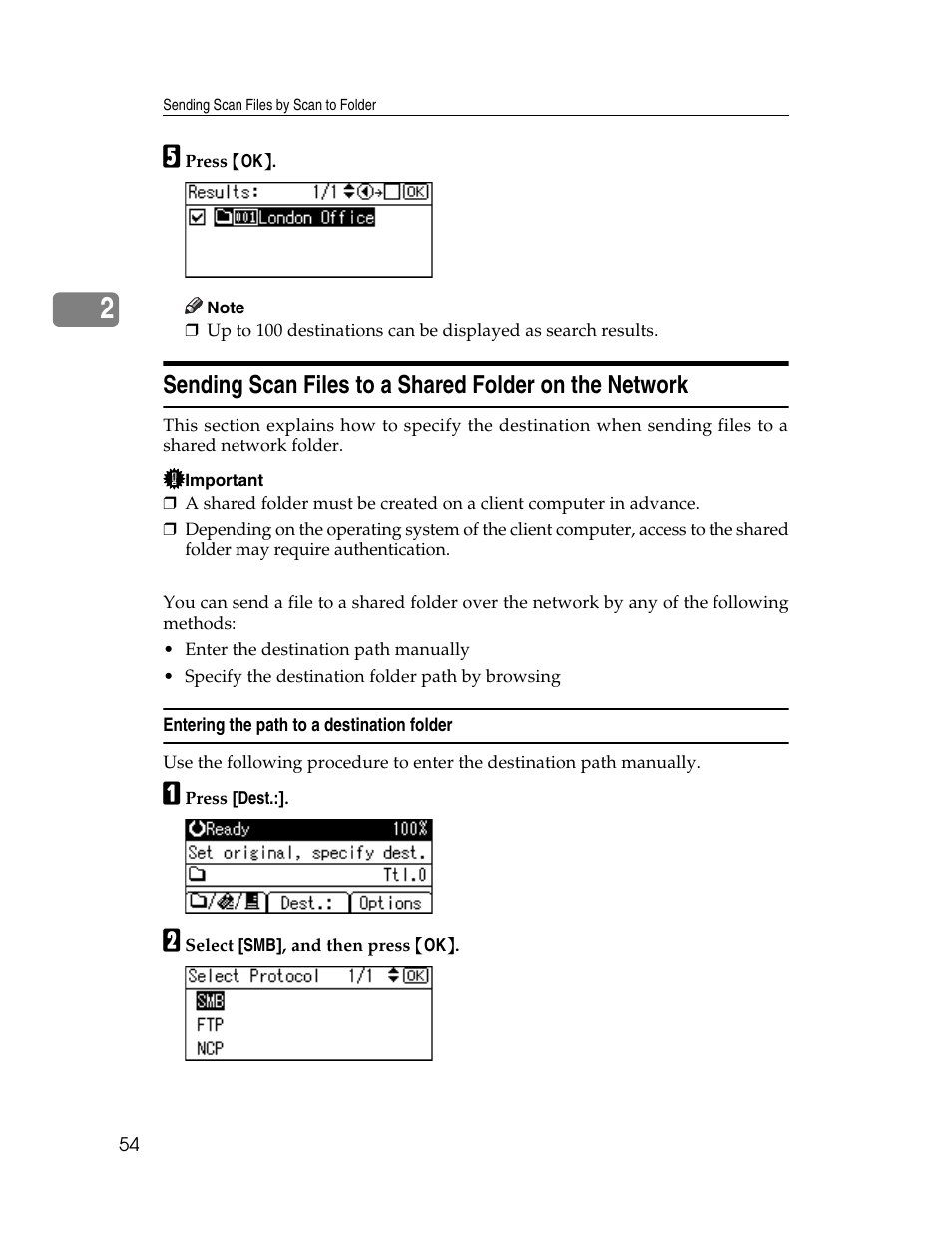 Entering the path to a destination folder | Ricoh H5676 User Manual | Page 62 / 144