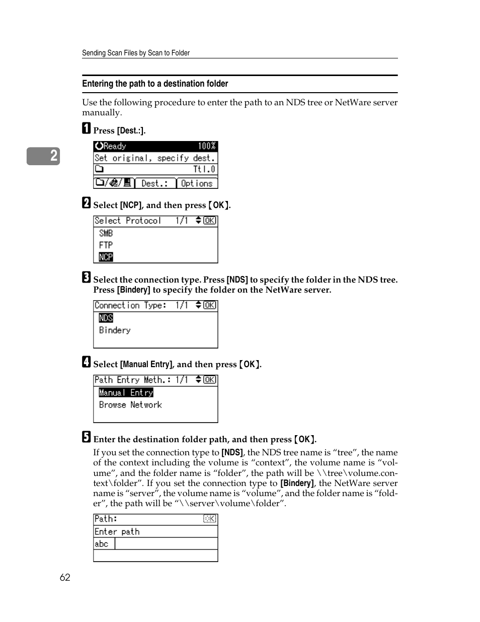 Entering the path to a destination folder | Ricoh H5676 User Manual | Page 70 / 144