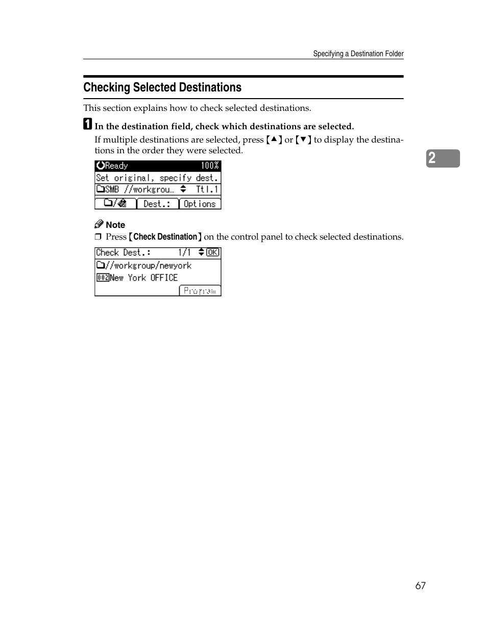 Checking selected destinations | Ricoh H5676 User Manual | Page 75 / 144