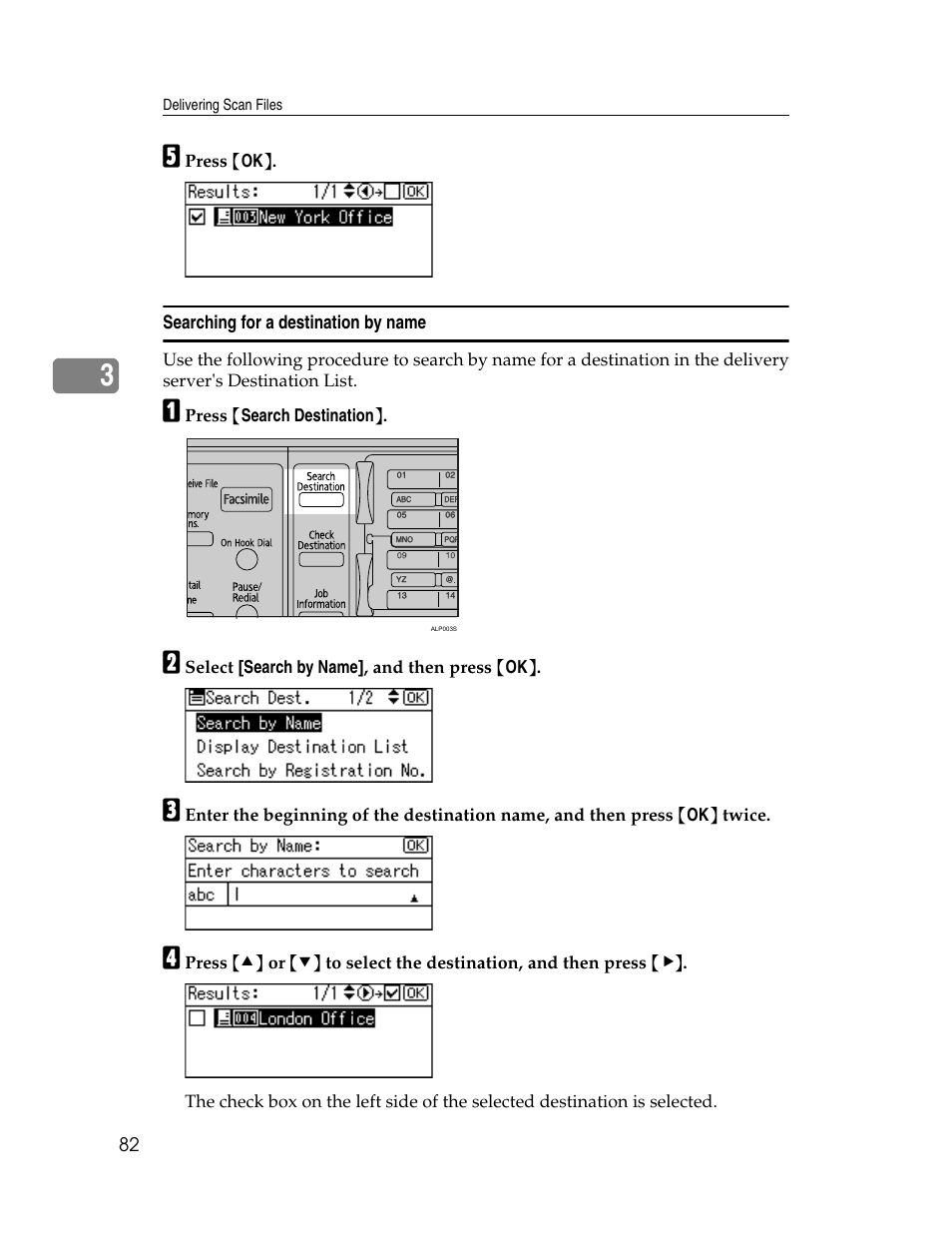 Searching for a destination by name | Ricoh H5676 User Manual | Page 90 / 144