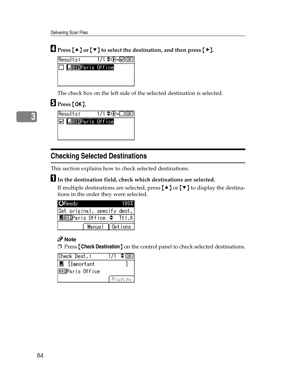 Checking selected destinations | Ricoh H5676 User Manual | Page 92 / 144