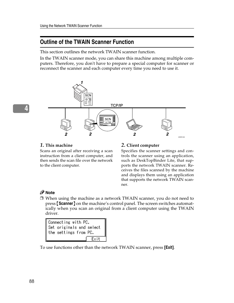 Outline of the twain scanner function | Ricoh H5676 User Manual | Page 96 / 144
