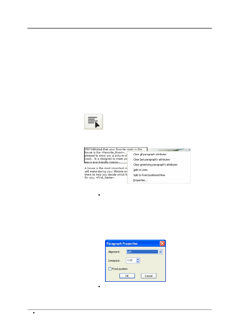 Editing paragraph properties | Ricoh N905306 User Manual | Page 18 / 24