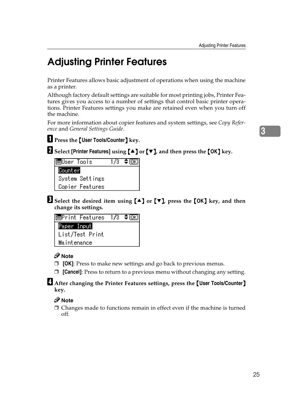 Adjusting printer features, 3adjusting printer features | Ricoh Type 2018 User Manual | Page 31 / 54