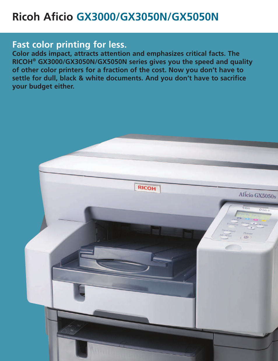 Fast color printing for less | Ricoh Aficio GX5050N User Manual | Page 2 / 4