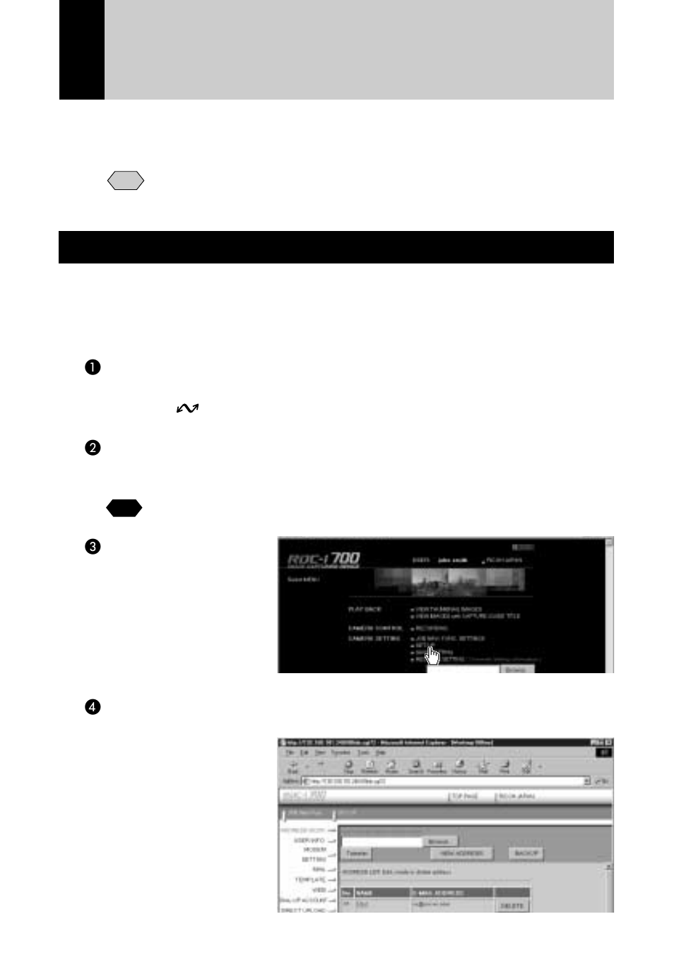 Address book settings, Displaying the address book | Ricoh RDC-i700 User Manual | Page 64 / 186