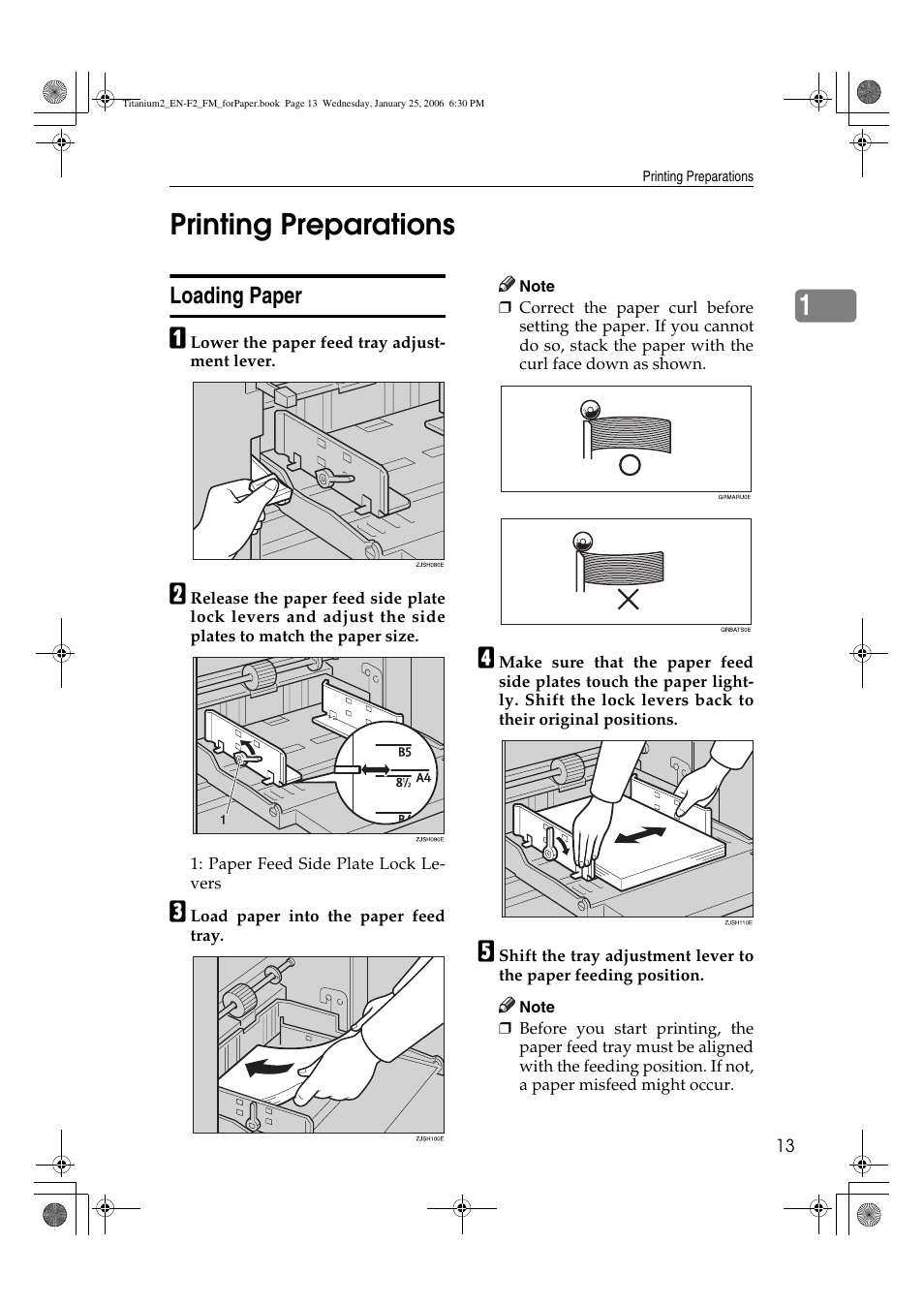 Printing preparations, Loading paper, 1printing preparations | Ricoh PRIPORT JP730 User Manual | Page 101 / 171