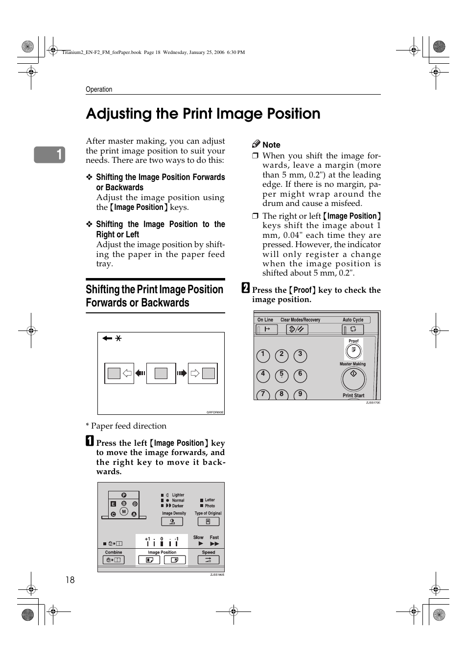 Adjusting the print image position, 1adjusting the print image position | Ricoh PRIPORT JP730 User Manual | Page 106 / 171