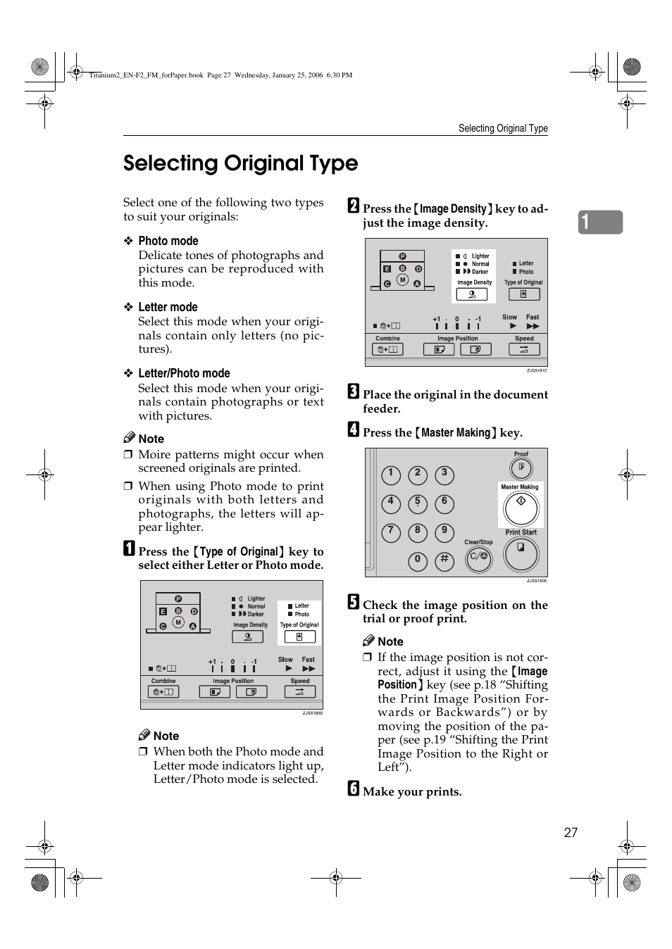 Selecting original type, 1selecting original type | Ricoh PRIPORT JP730 User Manual | Page 115 / 171
